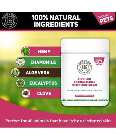 First Aid Antibacterial Itchy Skin Cream with SPF 50 | Natural Essential Oil | Maintains Cracked Itchy Skin | Lick Safe Non-Toxic Non-Irritant | Highly Absorbent Sun Cream for Dogs 100ml - Buy Online on GoSupps.com