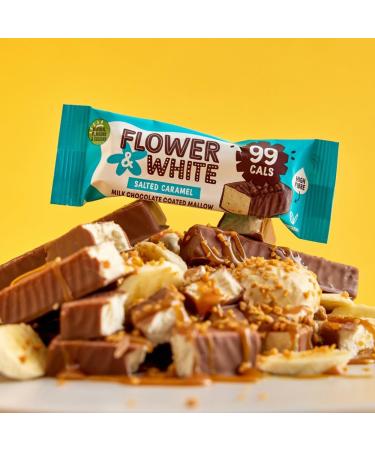 Flower & White Salted Caramel Chocolate Mallow Bars (15 Pack) Low Calorie Under 100 Calories Per Bar Vegetarian Gluten-Free 30% Less Sugar High In Fibre 15 x 30g - Buy Online on GoSupps.com
