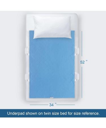 Washable Incontinence Bed Pads 34x52 Inch (2 Pack) Reusable Hospital Bed Pads for Adults, Elderly, Kids Positioning Bed Pad with Handles Blue - Buy Online on GoSupps.com