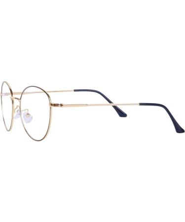 Joxigo Retro Round Anti-Blue Light Computer Glasses - UV Protection No Prescription Metal Frame - Black & Gold with Protective Case - Buy Online on GoSupps.com