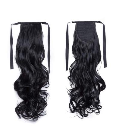 Sego Clip-in Ponytail Extension - Wavy 18 (45cm) Real Hair Braid - 90g Black Hair Piece for Natural Look - Buy Online on GoSupps.com