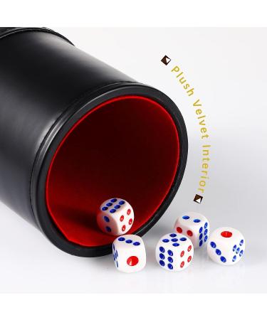 4-Piece PU Leather Dice Cups Set with Quiet Shaker and 20 Dices - Red Felt Lining for Craps and Farkle Games - Buy Online on GoSupps.com