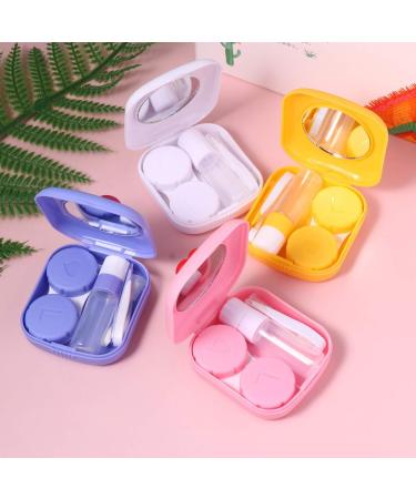 Exceart Portable Eye Contact Holder Case - Cute Contact Lens Box Kit | 4 Stylish Colors: Blue Pink Yellow White | Travel-Friendly Lens Storage & Mirror - Buy Online on GoSupps.com