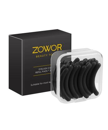 Zowor Eyelash Curler Refills Pads - 30 Pcs Silicone Replacement Refills Eye Lash Curler Pads for Universal Eyelash Curler with a Clear Storage Box (Black)