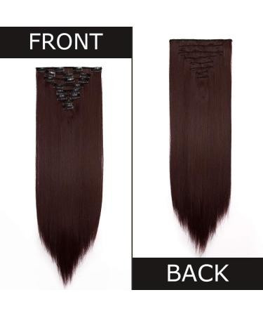 23 Dark Wine Red Clip-In Hair Extension - 8 Pcs Synthetic Hair, 23 Inch Straight - Buy Online on GoSupps.com