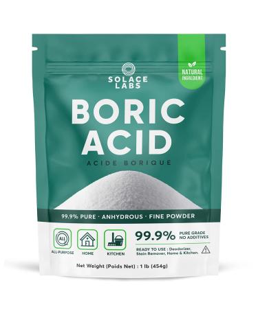 Boric Acid - 99.9% Pure Fine Powder | Multi-Purpose Household Kitchen Cleaner | Industrial Grade Strength | 1 lb