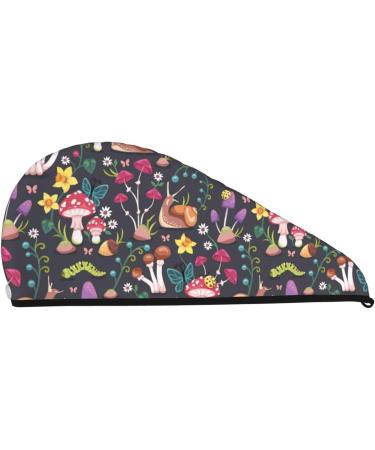 Super Absorbent Microfiber Hair Towel for Women | Mushrooms Snails & Butterflies Design | Quick Dry Coral Velvet Wrap for Long Curly & Thick Hair - Buy Online on GoSupps.com