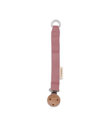 Filibabba pacifier chain made of organic cotton and wood |21 cm |Pacifier chain for boys and girls |Nickel-free metal clips |With silicone ring for attaching |Danish design (blush)