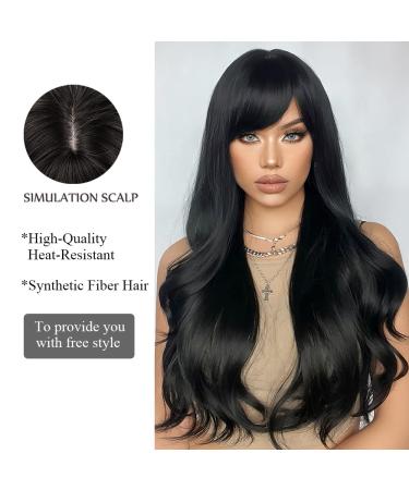 Buy Oefei 26-Inch Long Wavy Black Wigs with Ponytail | Heat-Resistant Synthetic Hair for Women | Perfect for Daily Wear Parties & Cosplay - International Shipping Available - Buy Online on GoSupps.com