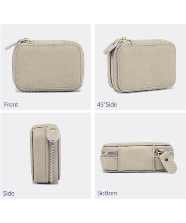 Stylish Grey Lipstick Case with Mirror - Leather Mini Travel Cosmetic Bag for Women & Girls - Buy Online on GoSupps.com