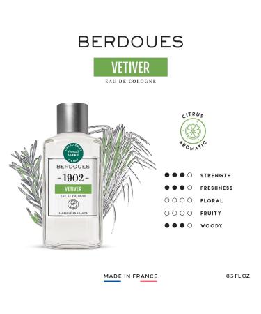 1902 Vetiver Eau de Cologne | Aromatic Fern Long Lasting Scent Made in France | Spray Fragrance for Men and Women with Verbena Rosemary & Vetiver| Luxury Unisex Perfume with Premium Quality 8.3 Fl Oz (Pack of 1) - Buy Online on GoSupps.com