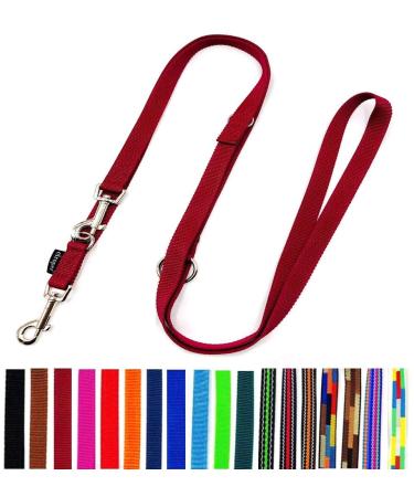 Dog leash double leash adjustable 2m / 2.40m / 2.80m / 3.50m / 5m large dogs 20mm/25mm (Bordeaux 25mm 5m) Bordeaux 25mm 5m