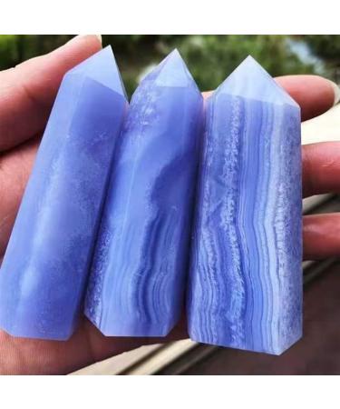 1pc 55mm-80mm Natural Crystal Tower Blue Lace Agate Towers Quartz Point for Feng Shui Suitable for Home Crystals Raw Stones and Minerals Stone Mineral Specimen - Buy Online on GoSupps.com