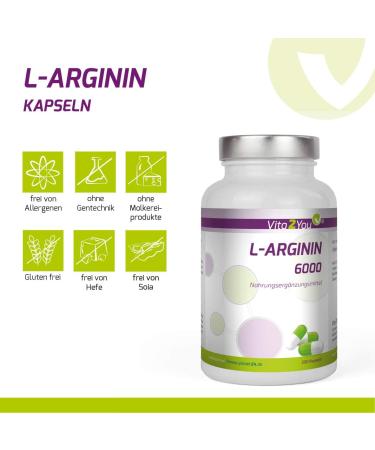 Vita2You L-Arginine 6000 - 300 Capsules | 1000mg High Dosage Arginine per Capsule | Premium Quality Supplement for Optimal Health - Buy Online on GoSupps.com