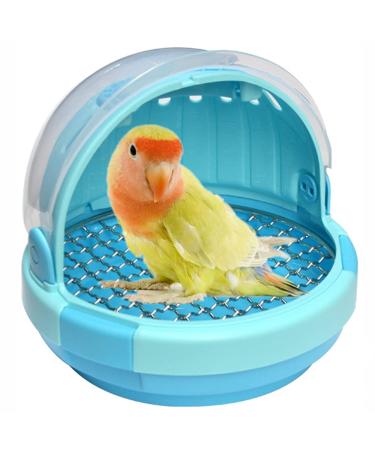 Bird Carrier with Handle - Parrot Carrier Lightweight Portable Pets Suitcase Transparent Breathable Warm Nest Bed for Parakeet Macaw Cockatiels Conure Lovebird Parrot Birds Accessories Blue