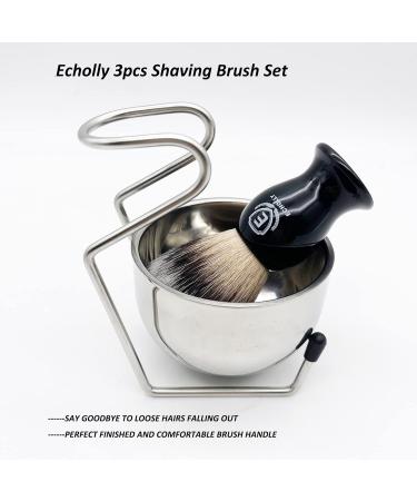 Echolly 3pcs Shaving Brush Set with Stainless Steel Stand and Bowl - Traditional Wet Shaving Kit for Men - Best Shaving Gift - Buy Online on GoSupps.com