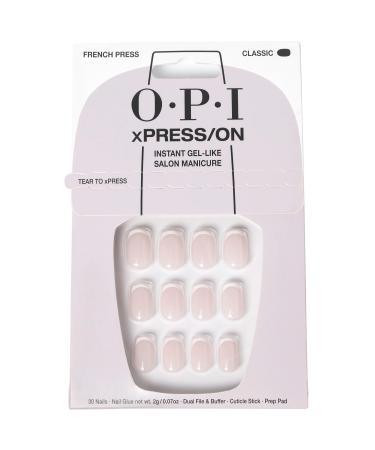 OPI xPRESS/ON Press on Nails | Short Round Nail Art Press On Nails | With Nail Glue | Long Lasting Reusable Non-damaging French Press