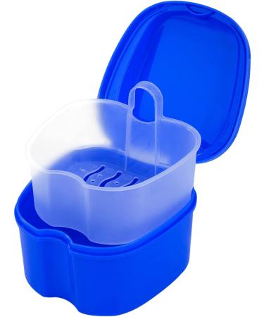 Denture Bath Box Orthodontic Teeth Retention Box Plastic Denture Bath Box Denture Cleaning kit Container Soaking Denture Bath Box for Storage Soaking Denture Cleaning Cartridge Filter 1 (Dark Blue)