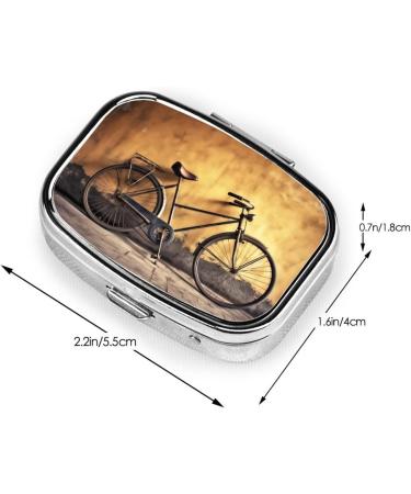 Shop Cute Old Bicycle 2 Compartment Pill Case - Small Travel Pill Organizer for Pocket & Purse Gifts - Buy Online on GoSupps.com
