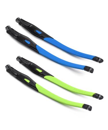 SOODASE 2 Pairs Rubber Replacement Clear Black Frame Legs For Oakley Crosslink Sweep/Switch Glasses Frame Blue/Light Green