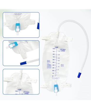  BAIFULAI Set of 6 leg urine bags 1000 ml capacity urinary drainage bags urine collection bags drainage bags with 2 straps valve and T-connector - Buy Online on GoSupps.com