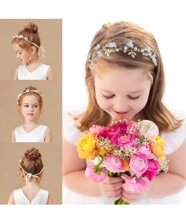 7-Piece Flower Girls Headpieces Set | Bridal Hair Accessories with Pearls, Rhinestones, and Leaf Design - Buy Online on GoSupps.com