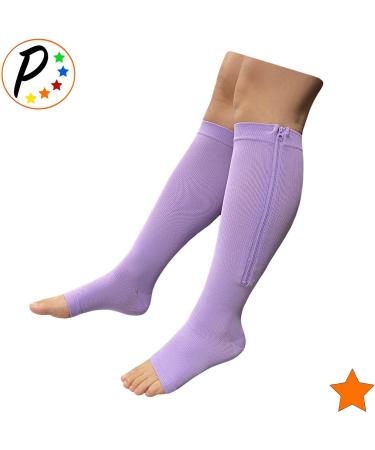 Open Toe 15-20 mmHg Compression Socks for Overnight Leg Relief - Purple S/M | International Shipping Available - Buy Online on GoSupps.com