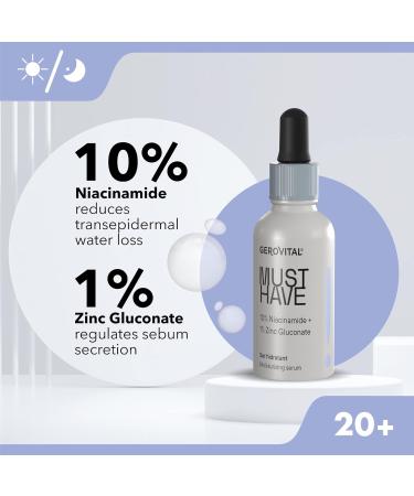 S rum hydratant pour le visage avec 10% de Niacinamide et 1% de Gluconate de Zinc - R duit les imperfections les pores et les signes d'acn peau lumineuse et hydrat e Gerovital Must Have 30 ml - Buy Online on GoSupps.com