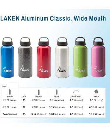 LAKEN Classic 34 oz Water Bottle Wide Mouth Screw Cap with Loop - AppleGreen - Buy Online on GoSupps.com