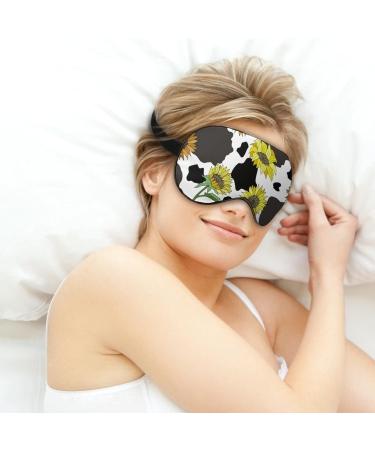 Buy Cow Print with Sunflowers Sleep Mask - Adjustable Eye Shades for Women | International Shipping Available - Buy Online on GoSupps.com