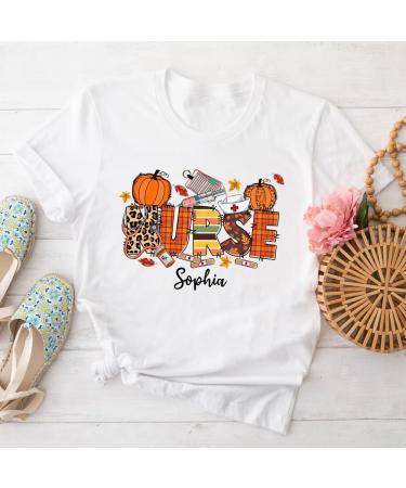 Personalized Nurse Mom Shirt | Funny Nurse Gifts | Custom Name Tee for Nurse's Day | Autumn Pumpkins & Tools Top - Buy Online on GoSupps.com