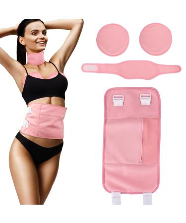 4 -hour castor oil pack for belly neck and chest comfortable reusable castor oil packs Castor Oil Pack massage belt castor oil to relieve fatigue (pink)