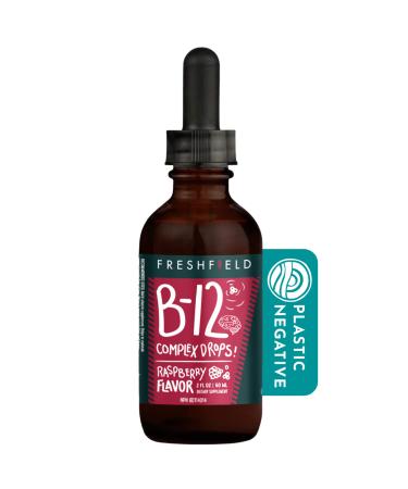 Freshfield B12 Complex Drops Vitamin B Complex Vegan Friendly: 1200 mcg of B12 Methylcobalamin | Liquid for Best Absorption | Blend of 5 B Vitamins | Supports Energy Mood and Heart Health