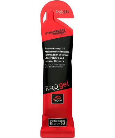 Torq Energy Gel Strawberry Yoghurt - Sports Cycling Running Gels with 30 g Carbohydrates Box of 15 - Buy Online on GoSupps.com