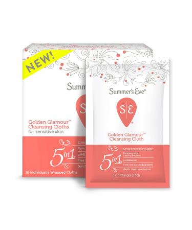Summer's Eve 5 In 1 Golden Glamour Cleansing Cloths On-The-Go 16 Individually Wrapped Cloths