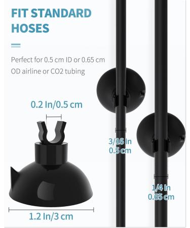 Pawfly Suction Cups Aquarium Clips - 20 Pack for 0.5cm ID Airline Hoses - Black Air Hose Holder Clamp Accessories for Fish Tank Ventilation - Buy Online on GoSupps.com