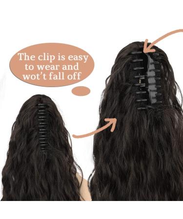 ORSUNCER Claw Long Wavy Ponytail Extension - Black Brown Curly Clip-in Hair Extensions for Women - Fluffy Synthetic Hairpiece for Daily Wear - Buy Online on GoSupps.com