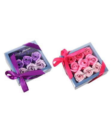 Beaupretty 4 Boxes Rose Box Mothers Day Mother s Day Rose Soap Rose Flower Gradient Rose Soap Bouquet Simulation Rose Soap Romantic Square Flower Box Soap Flower