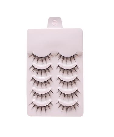 5 Pairs Curled Eyelashes Easy To Apply Non-Irritating False Eyelashes Cluster Extension Lashes for Student A