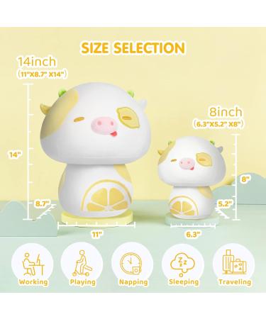 Mewaii 14'' Lemon Cow Mushroom Pillow Plush Toy - Soft & Cuddly Stuffed Animal for Kids - Buy Online on GoSupps.com