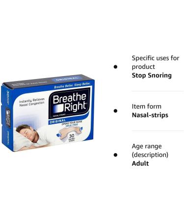 Breathe Right Nasal Strips Stop Snoring Aids for Men & Women Small/Medium Anti Snore Strips Original Tan 30 Strips S/M (Pack of 30) Original - Buy Online on GoSupps.com