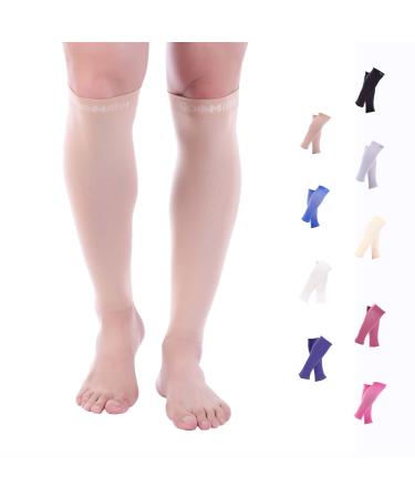 Doc Miller Calf Compression Sleeve Men and Women - 15-20mmHg Shin Splint Compression Sleeve Recover Varicose Veins, Torn Calf and Pain Relief - 1 Pair Calf Sleeves Skin/Nude X-Large - Buy Online on GoSupps.com