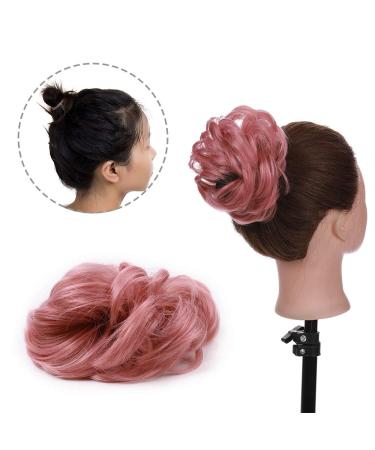 Silk-Co Hair Part with Rubber Band | Wavy Soft Bun Hair Extensions - Dark Pink Curls 35g for Thickening Messy Updos - Buy Online on GoSupps.com