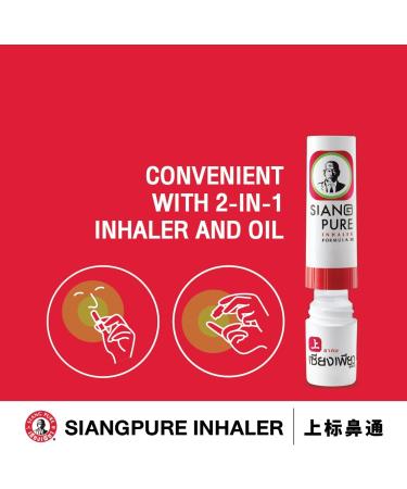 Siang Pure Aromatherapy Nasal Inhaler - Cooling Menthol, Peppermint & Eucalyptus Oil (6 Pack) - Allergy Relief - Buy Online on GoSupps.com