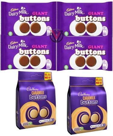 02 x Caramilk Golden Caramel Buttons Bag 90g & 04 x Dairy Milk Giant Buttons Bag 40g - 06 Mixed Bags - Buy Online on GoSupps.com
