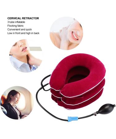 Loft Stone Inflatable Neck Stretcher - Adjustable Neck Support & Decompression Pillow for Chronic Spinal Relief - Rose Red - Buy Online on GoSupps.com