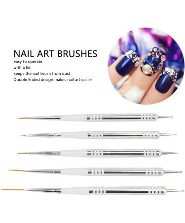 5 Nail Art Brushes with Double Ended Detail Drawing Fine Tip Dotting Pens for Home DIY Salon Manicure Nail Art Design Tools - Buy Online on GoSupps.com