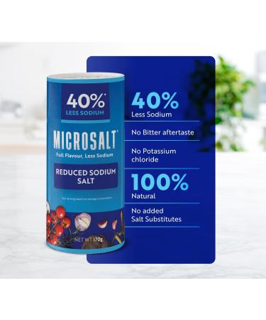 Microsalt 40% Less Sodium Salt Regular Salt Substitute Seasoning Salt for Snacks Full Flavor Less Sodium (170 g.) - Buy Online on GoSupps.com