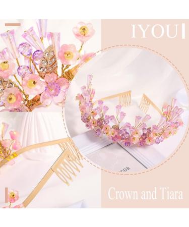 IYOU Princess Wedding Headband Crown Purple Flower Hair Bands Tiaras Crystal Bridal Hair Accessories for Girls - Buy Online on GoSupps.com