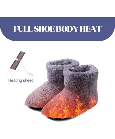 Fenyw Electrically Heated Slippers | USB Foot Warmers for Men & Women | Plush Heating Shoes for Indoor & Outdoor Use (Gray) - Buy Online on GoSupps.com